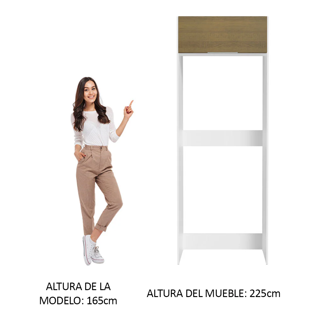 Mueble para Empotrar Heladera 1 Puerta Abatible Blanco/Marrón Stella Madesa - Image 5
