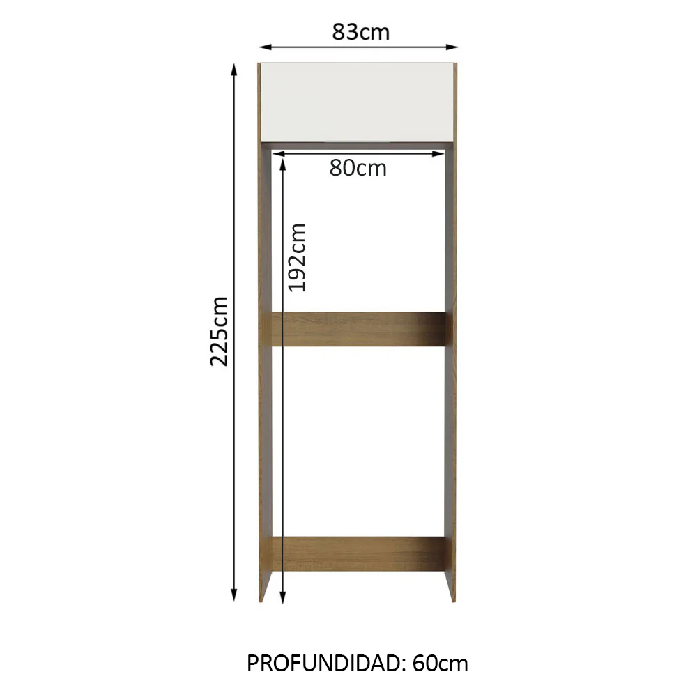 Mueble para Empotrar Heladera 1 Puerta Abatible Marrón/Blanco Stella Madesa - Image 3