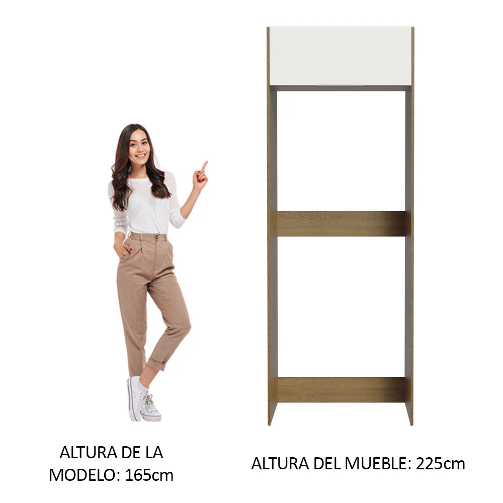 Mueble para Empotrar Heladera 1 Puerta Abatible Marrón/Blanco Stella Madesa - Image 4
