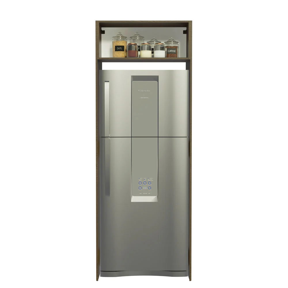 Mueble para Empotrar Heladera 1 Puerta Abatible Marrón/Blanco Stella Madesa - Image 6