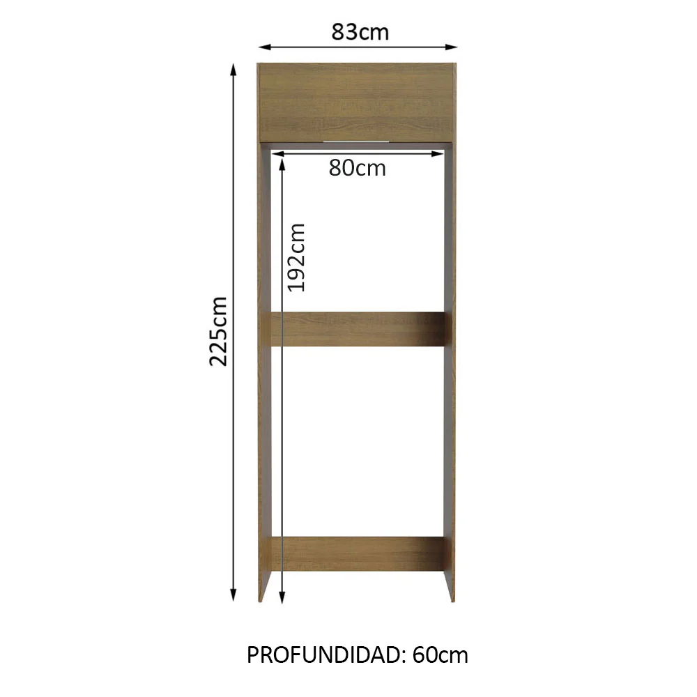 Mueble para Empotrar Heladera 1 Puerta Abatible Marrón Stella Madesa - Image 3