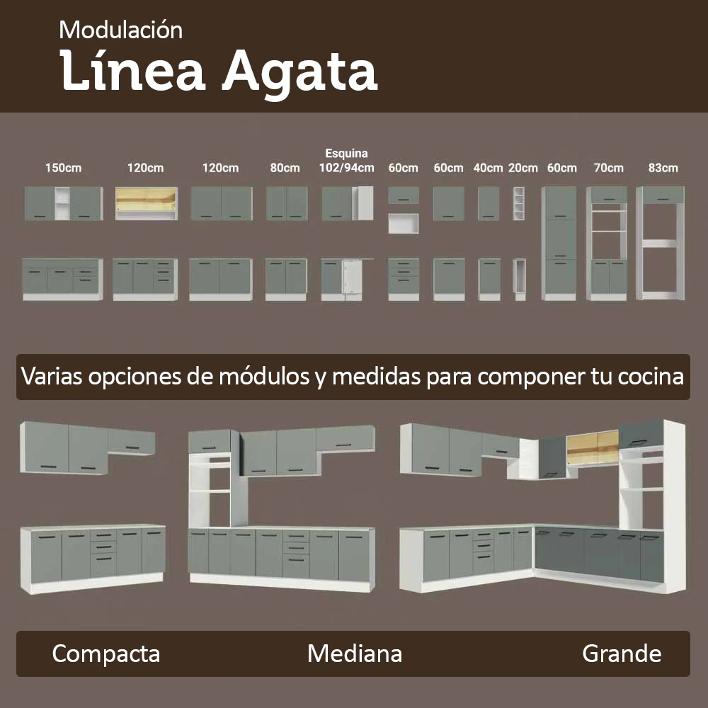 Mueble para empotrar Heladera 103 cm 1 Puerta Abatible Blanco/Gris Agata Madesa - Image 8