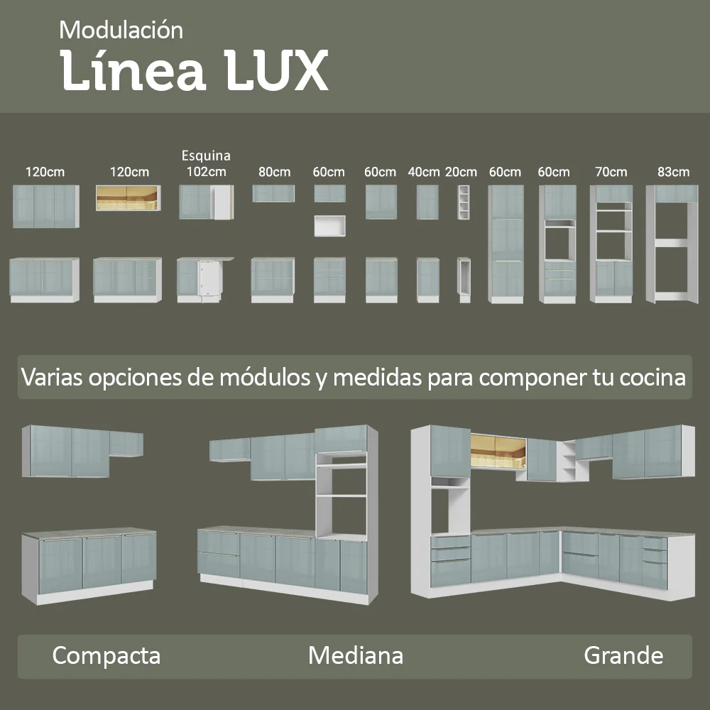 Mueble para empotrar Heladera 103 cm 1 Puerta Abatible Blanco/Gris Lux Madesa - Image 8