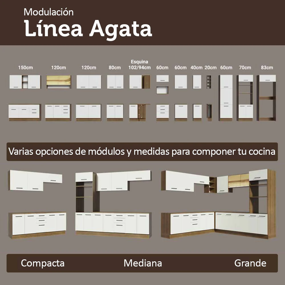 Mueble para empotrar Heladera 103 cm 1 Puerta Abatible Marrón/Blanco Agata Madesa - Image 8