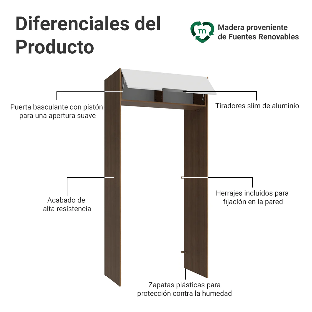Mueble para empotrar Heladera 103 cm 1 Puerta Abatible Marrón/Blanco Stella Madesa - Image 3