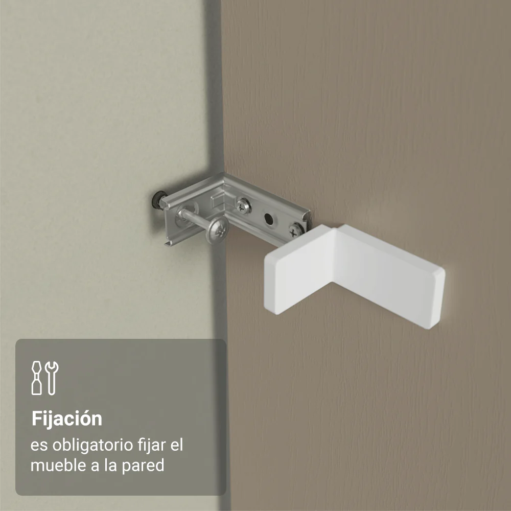 Mueble para empotrar Heladera 103 cm 1 Pueta Abatible Crema/Marrón/Crema Vik Madesa - Image 7
