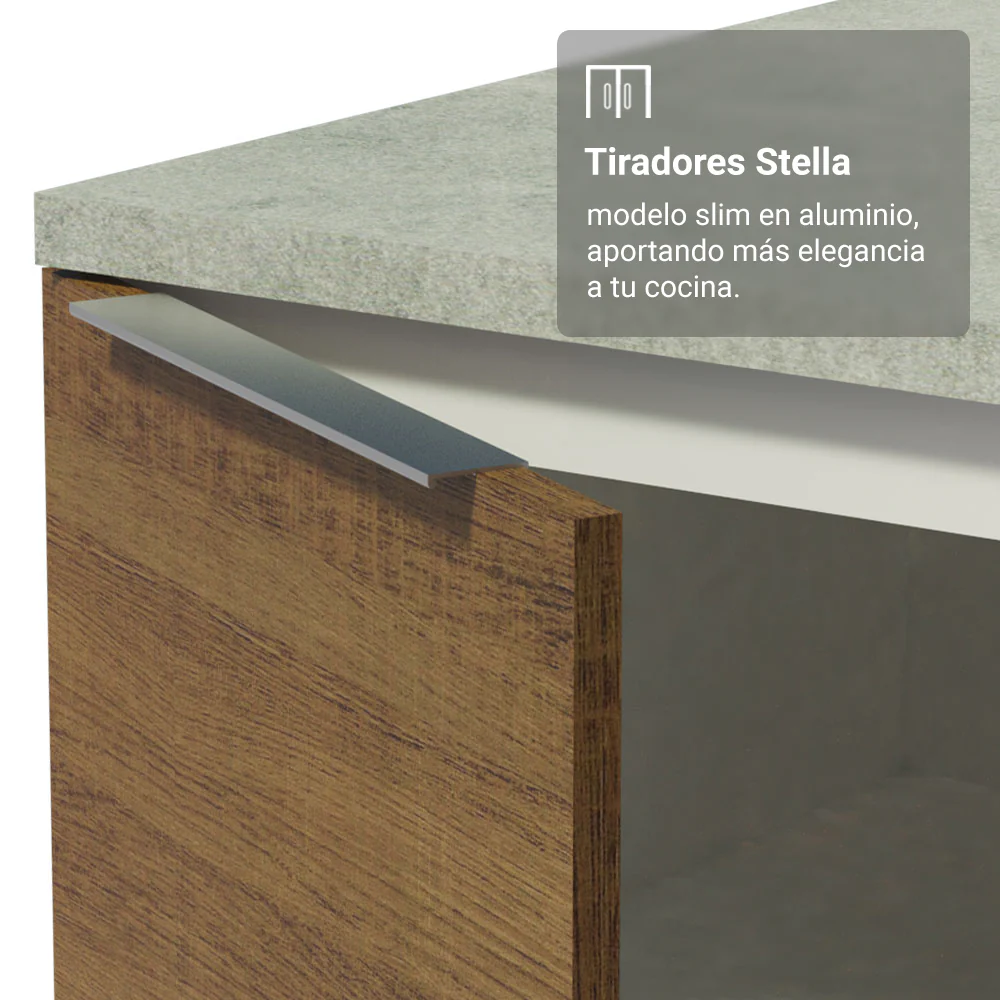 Mueble para empotrar Heladera 73 cm 1 Puerta Abatible Blanco/Marrón Stella Madesa - Image 5