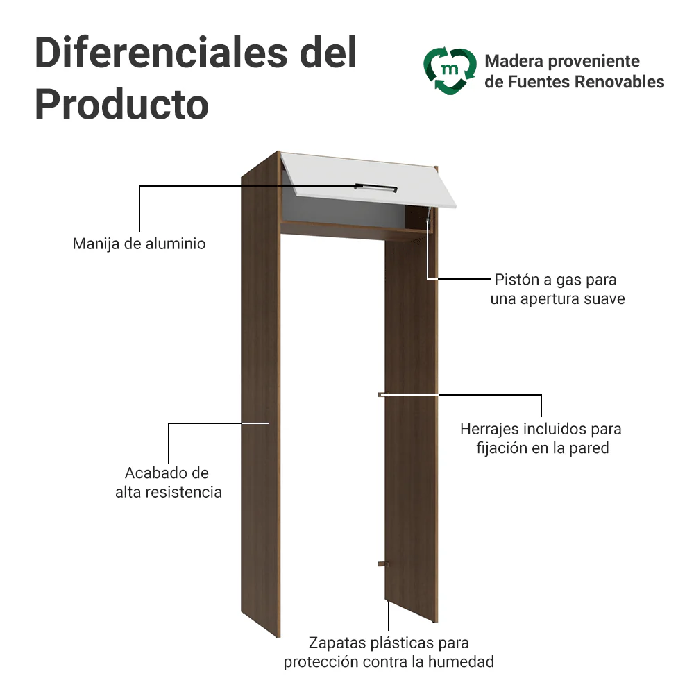 Mueble para empotrar Heladera 83 cm 1 Puerta Rebatible Marrón/Blanco Agata Madesa - Image 3