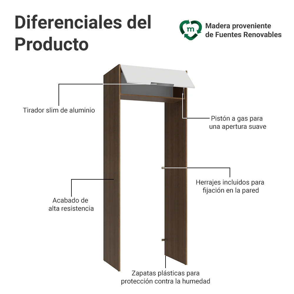 Mueble para empotrar Heladera 83 cm 1 Puerta Rebatible Marrón/Blanco Stella Madesa - Image 3