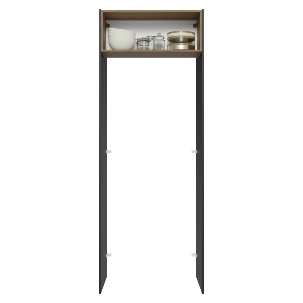 Mueble para empotrar Heladera 83 cm 1 Puerta Rebatible Negro/Marrón/Negro Glamy Madesa - Image 4