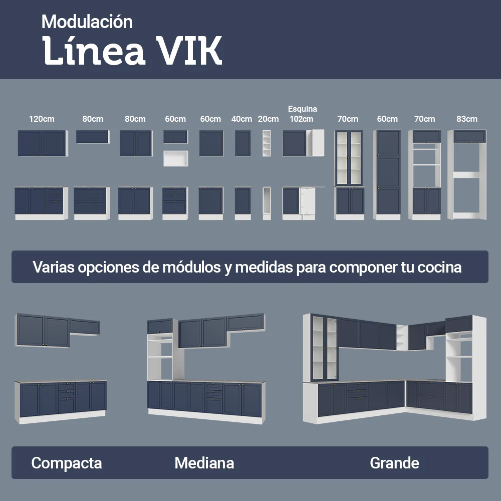 Mueble para Heladera 1 Puerta Rebatible Blanco/Azul Vik Madesa - Image 7