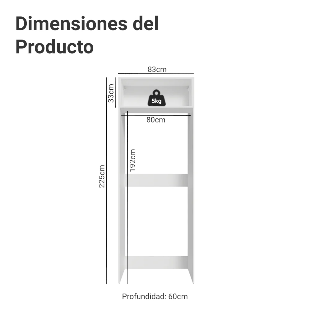 Mueble para Heladera 1 Puerta Rebatible Blanco Vik Madesa - Image 2