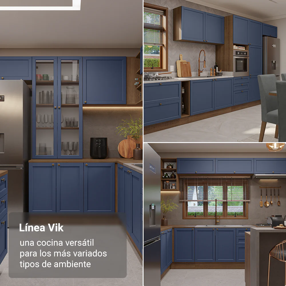 Mueble para Heladera 1 Puerta Rebatible Marrón/Azul Vik Madesa - Image 5