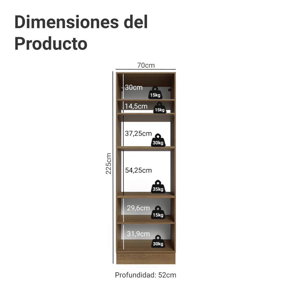 Mueble para Horno/Microondas 70 cm 3 Puetas Marrón/Gris Lux Madesa - Image 2