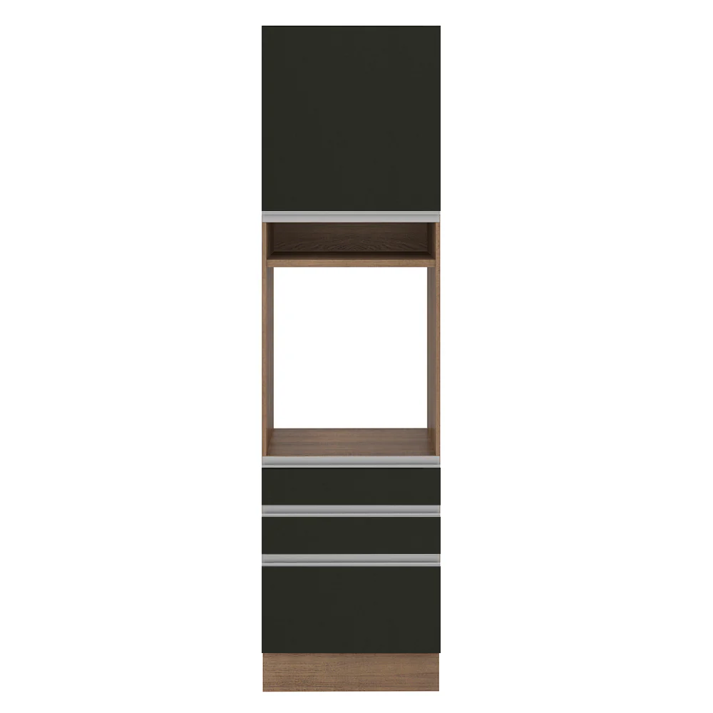 Mueble Para Horno Y Microondas Madesa Glamy 60cm Marrón/Negro 01 - Image 3