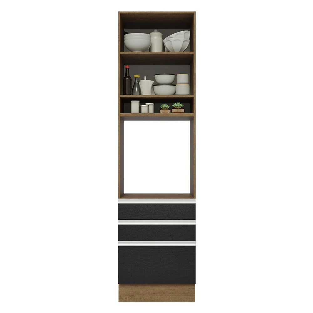 Mueble Para Horno Y Microondas Madesa Glamy 60cm Marrón/Negro 01 - Image 5