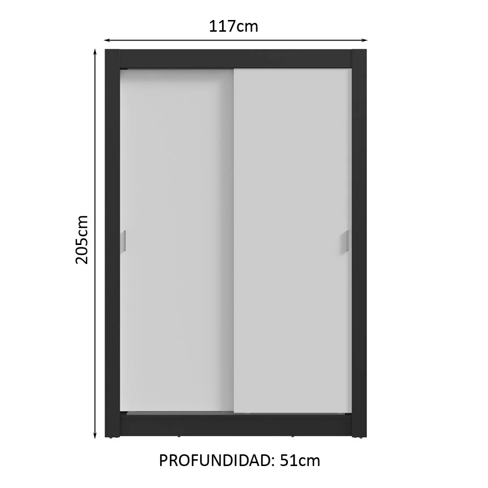 Placard 2 Puertas Corredizas 2 Cajones Negro/Blanco Vivare - Image 2