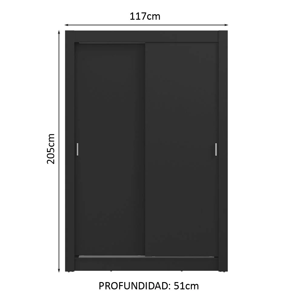 Placard 2 Puertas Corredizas 2 Cajones Negro Vivare - Image 2