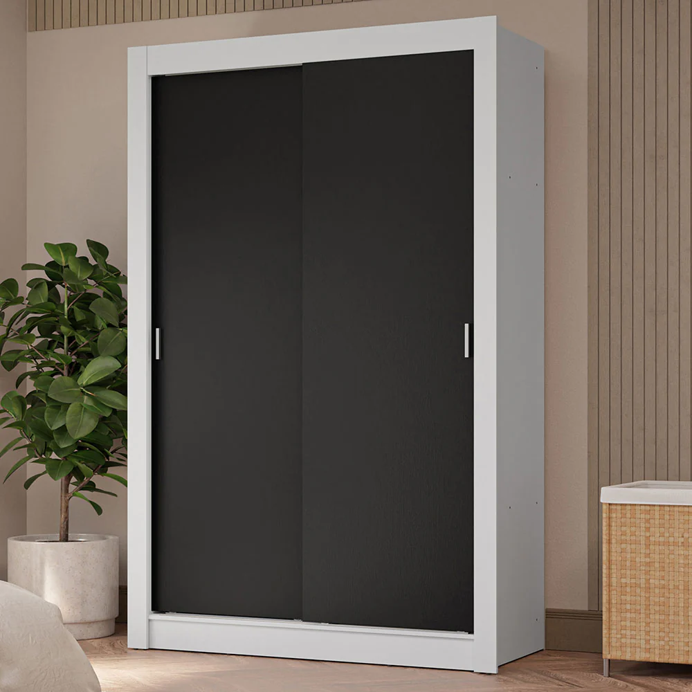 Placard 2 Puertas Corredizas 4 Cajones Blanco/Negro Vivare Plus