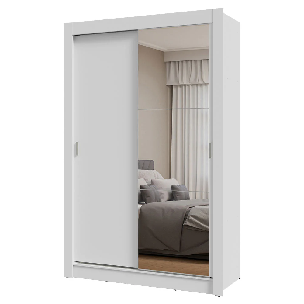 Placard 2 Puertas Corredizas con Espejo Blanco Milano - Image 3