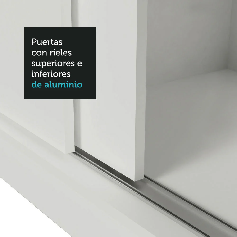Placard 2 Puertas Corredizas con Espejo Blanco Milano - Image 9