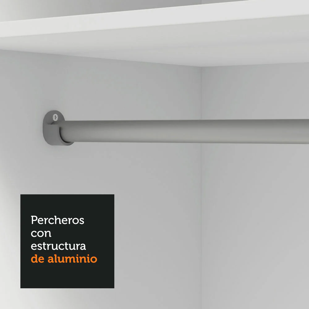 Placard 2 Puertas Corredizas con Espejos Blanco Milano - Image 7