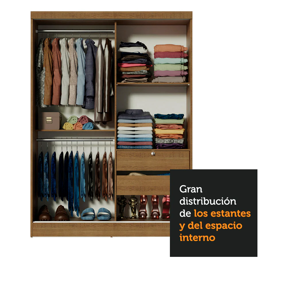 Placard Infantil Nick 2 Puertas Corredizas con Espejo Marrón - Image 6