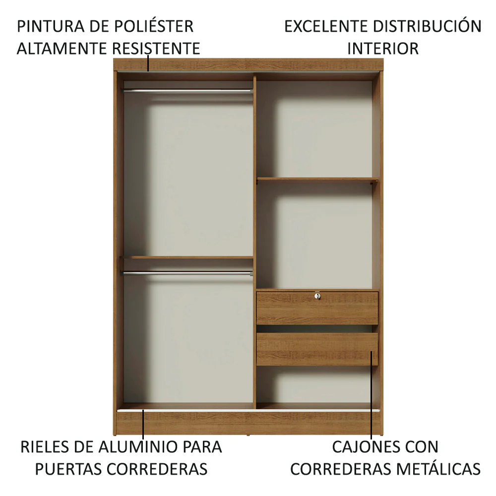 Placard Infantil Nick 2 Puertas Corredizas Marrón - Image 5
