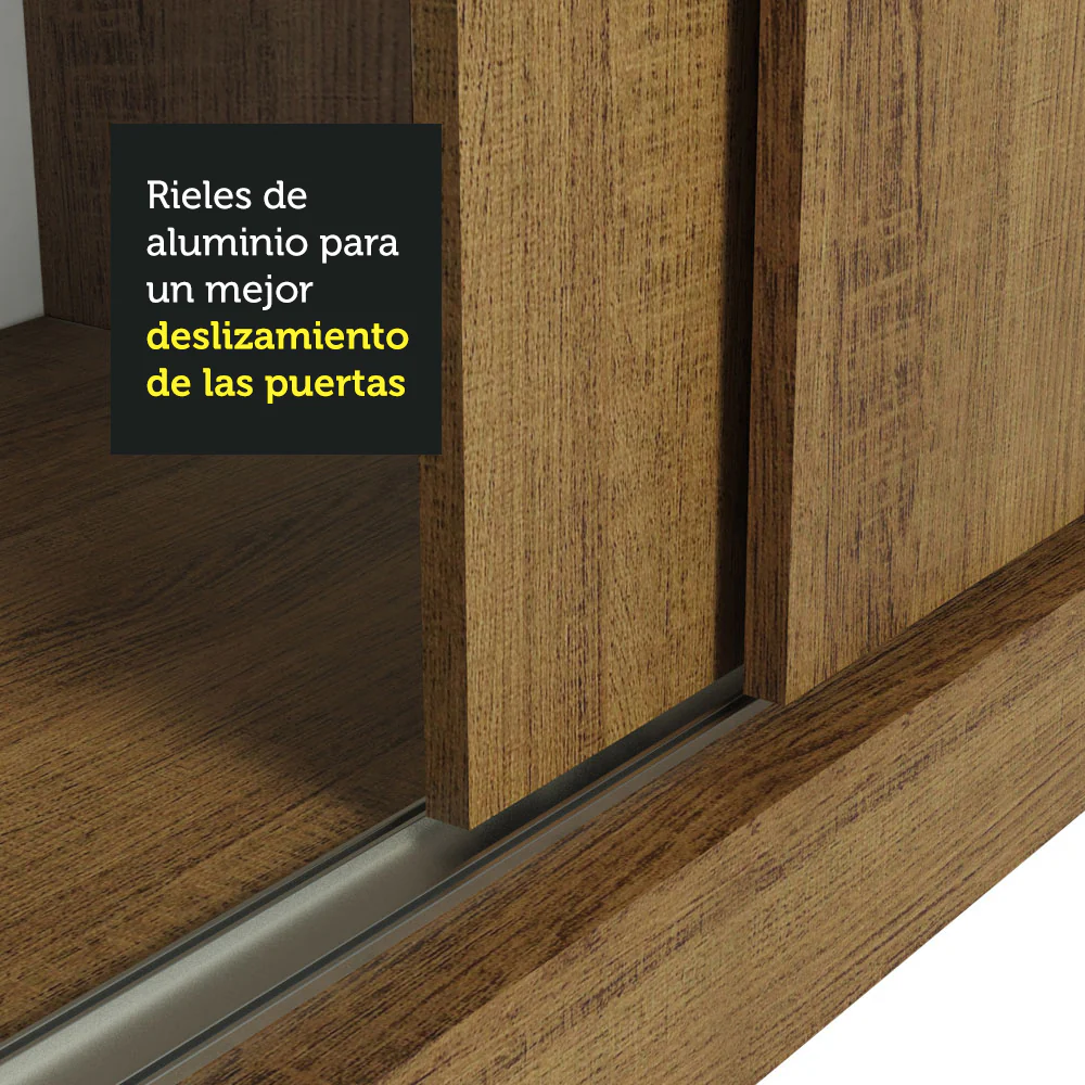 Placard Luke con dos puertas correderas de espejo, Marrón - Image 9