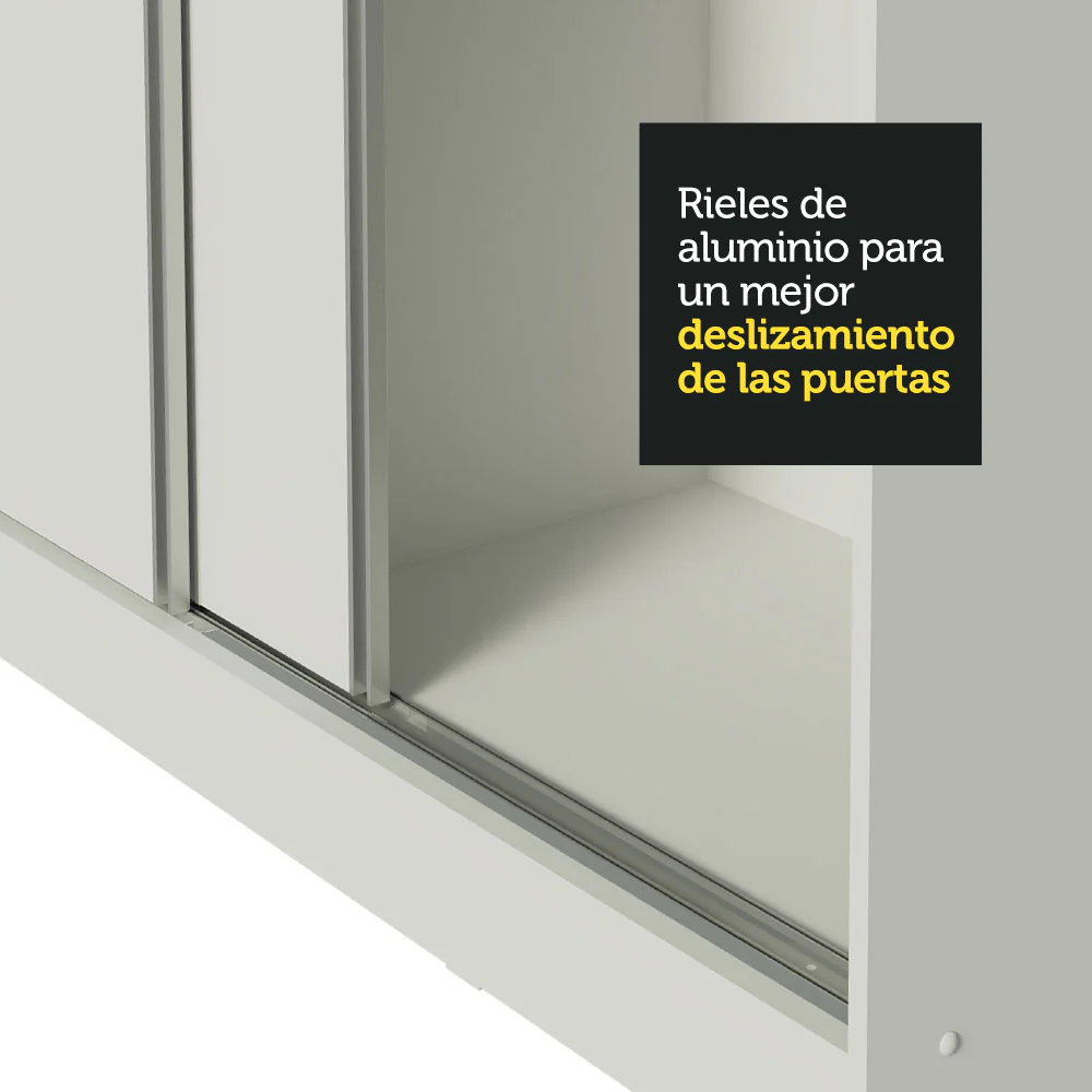 Placard Matrimonial 100% MDF 3 Puertas Corredizas con Espejos Blanco Eros - Image 8