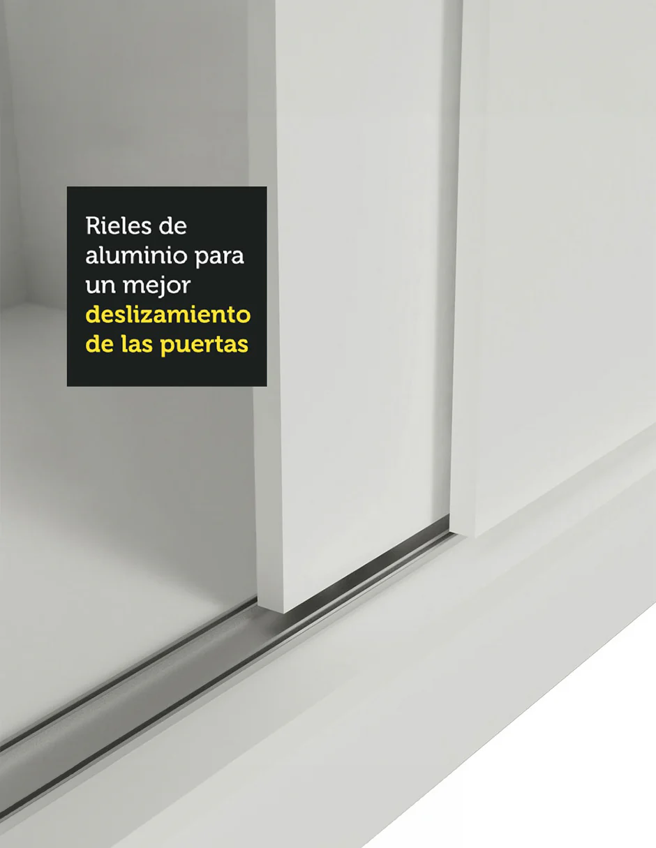 Placard Matrimonial 100% MDF con Espejo Royale 3 Puertas Corredizas Blanco - Image 8