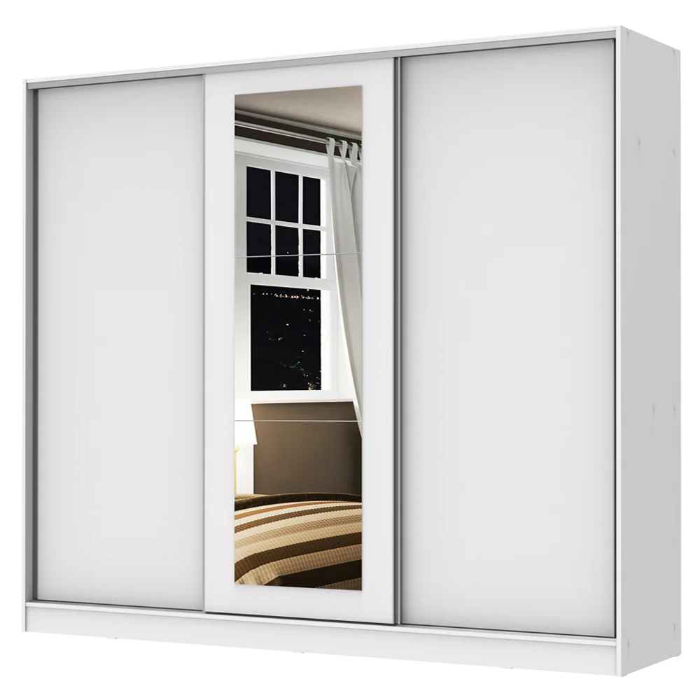 Placard Matrimonial 100% MDF Eros 3 Puertas Corredizas con Espejo Blanco - Image 3
