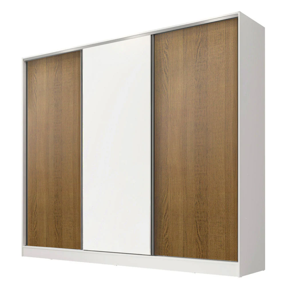 Placard Matrimonial 100% MDF Royale 3 Puertas Corredizas Blanco/Marrón/Blanco - Image 3