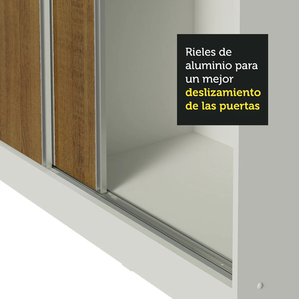 Placard Matrimonial 100% MDF Royale 3 Puertas Corredizas con Espejo Blanco/Marrón - Image 8