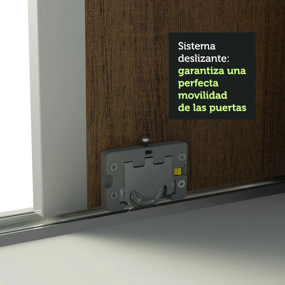 Placard Matrimonial 100% MDF Royale 3 Puertas Corredizas con Espejo con Patas Blanco/Marrón - Image 6