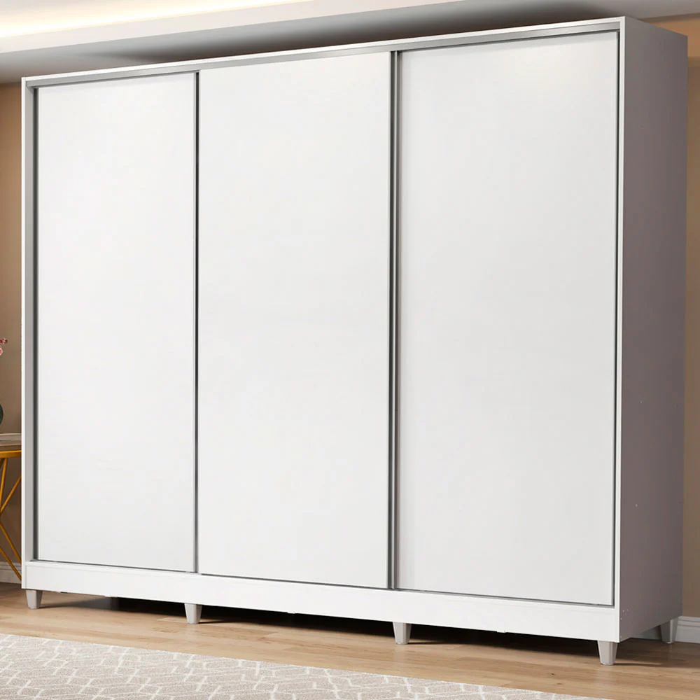 Placard Matrimonial 100% MDF Royale 3 Puertas Corredizas con Patas Blanco