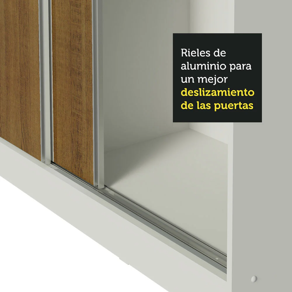 Placard Matrimonial 100% MDF Royale 3 Puertas Corredizas con Patas Blanco/Marrón - Image 8