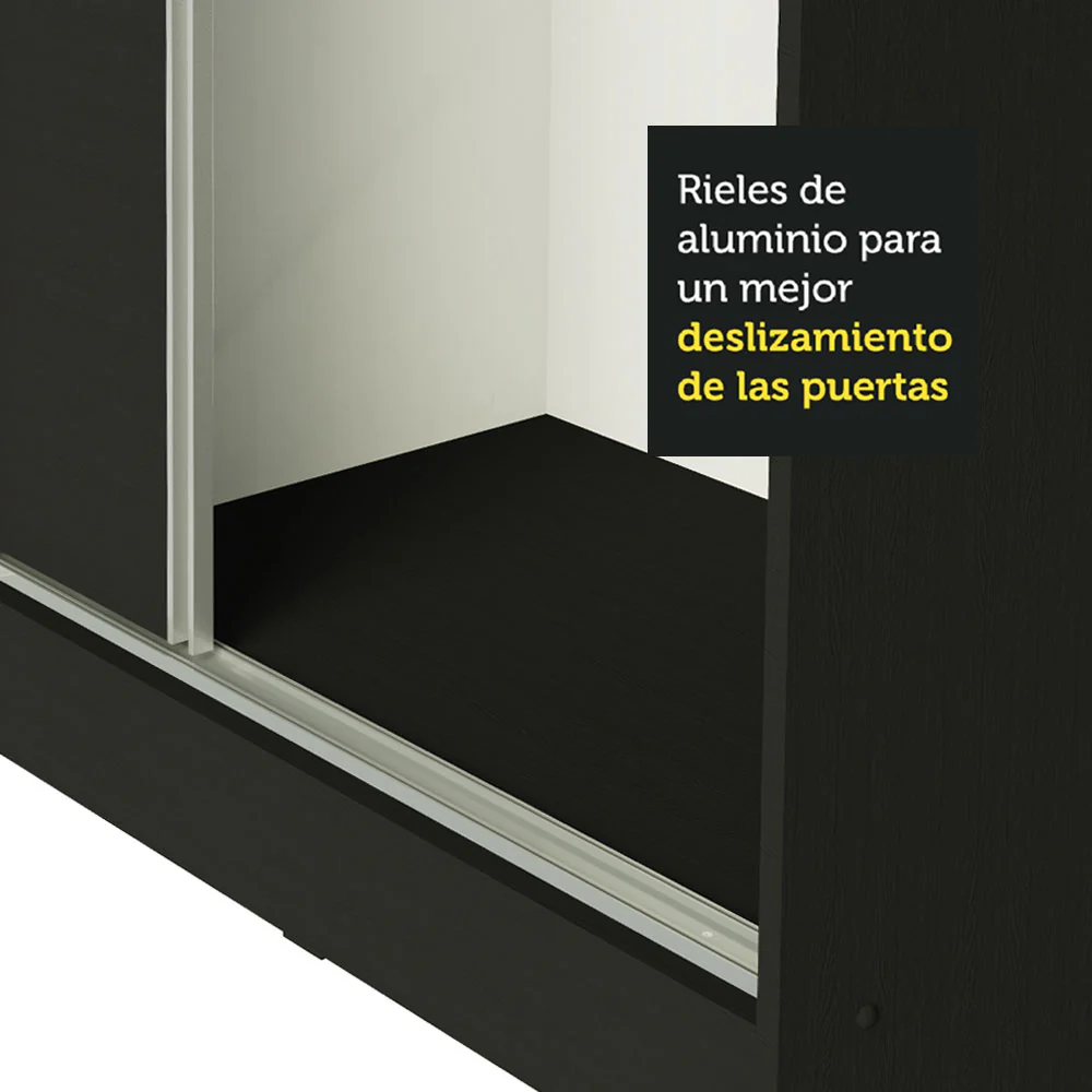 Placard Matrimonial 100% MDF Royale 3 Puertas Corredizas Negro - Image 9