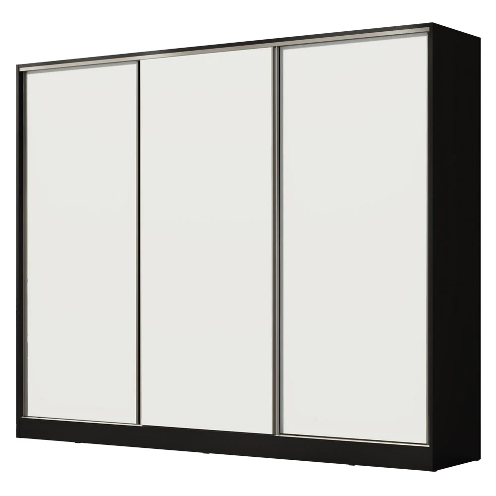 Placard Matrimonial 100% MDF Royale 3 Puertas Corredizas Negro/Blanco - Image 3