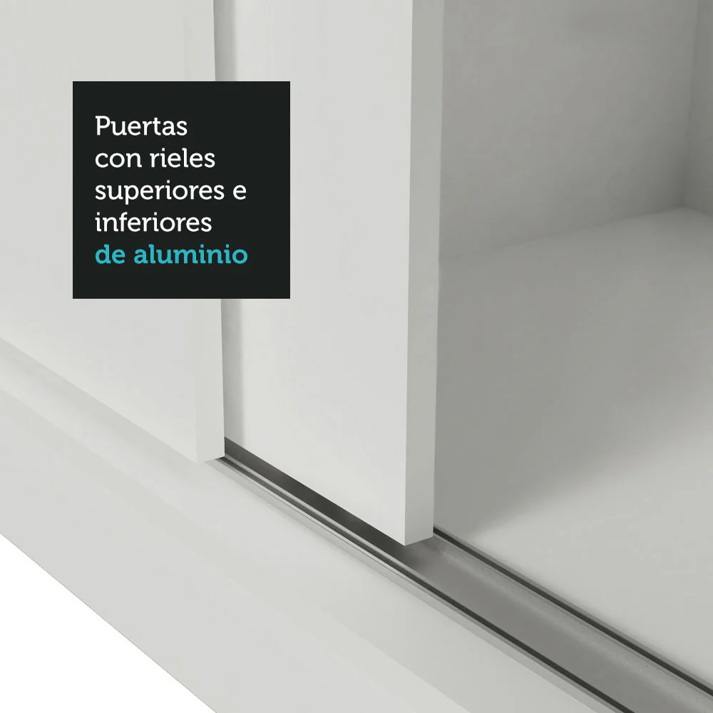 Placard Matrimonial 3 Puertas Corredizas con Espejo Blanco Nobre - Image 9