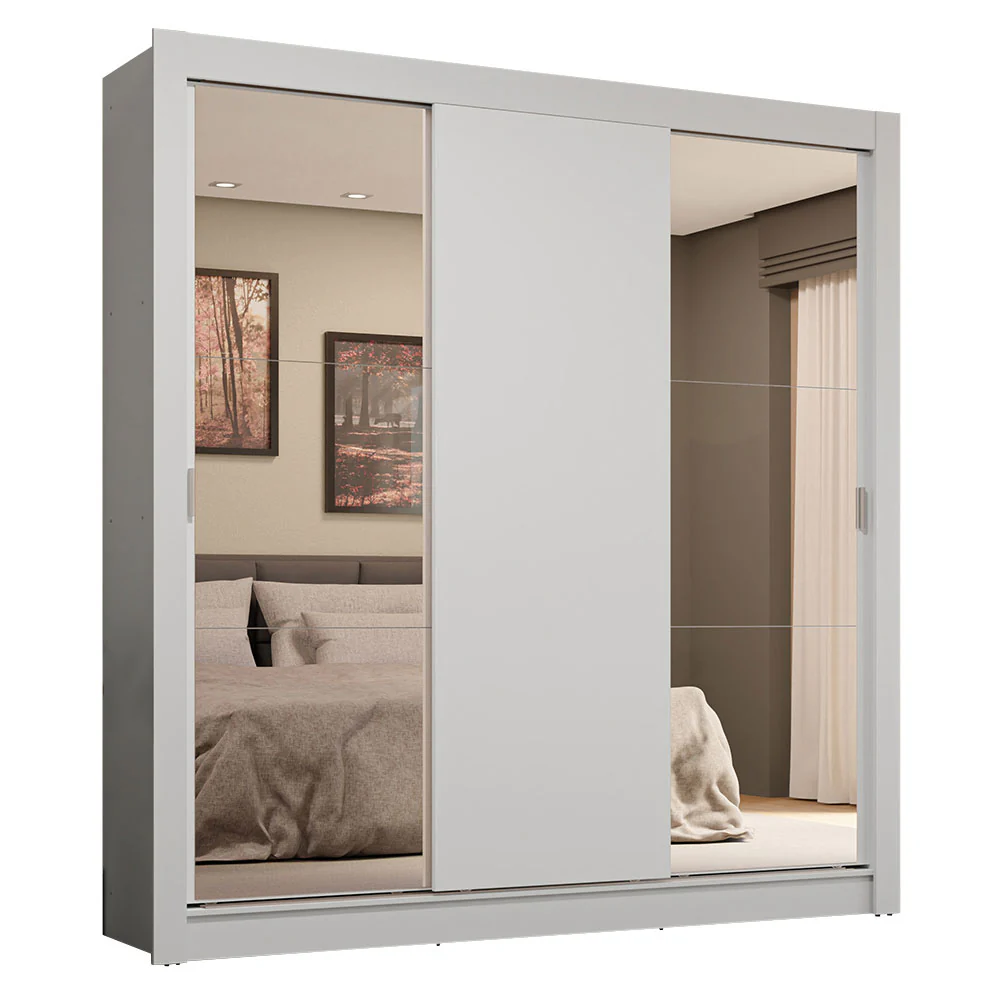 Placard Matrimonial 3 Puertas Corredizas con Espejos 4 Cajones Blanco Sublime Plus - Image 3