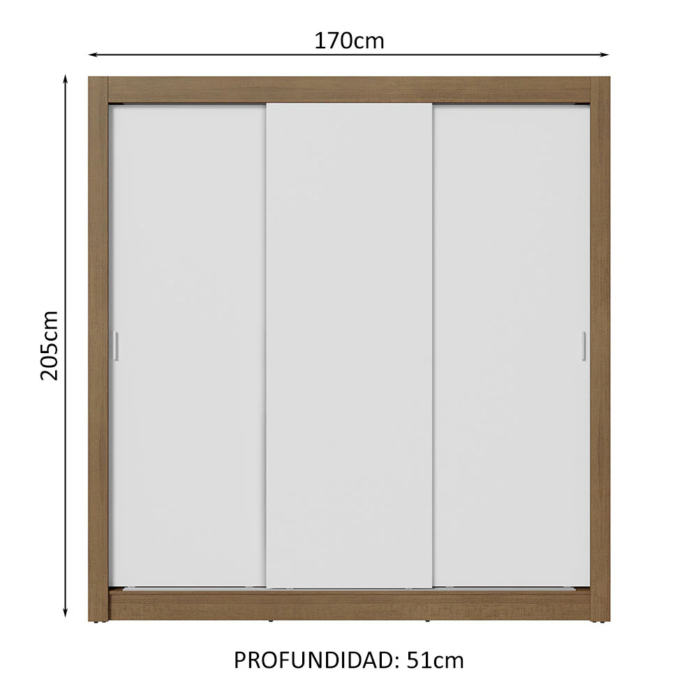 Placard Matrimonial 3 Puertas Corredizas 2 Cajones Marrón/Blanco Sublime - Image 2