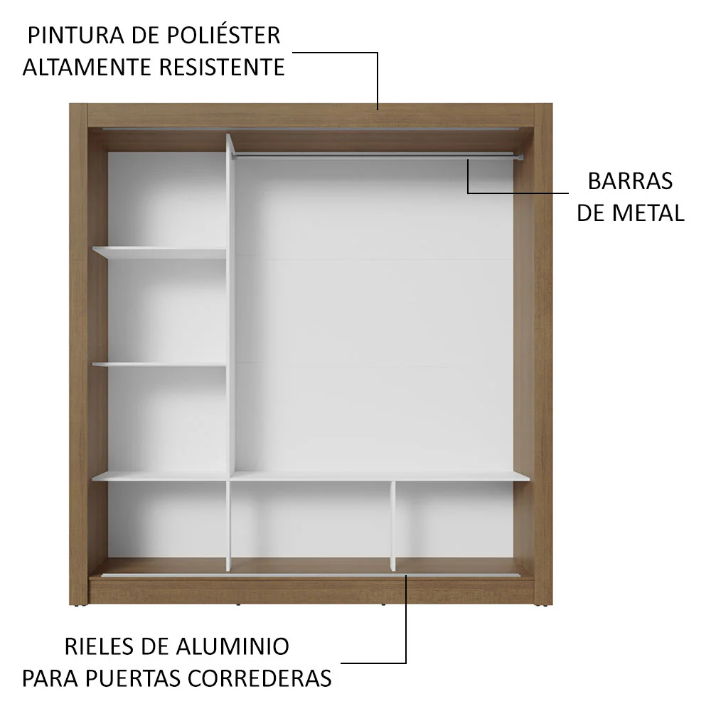 Placard Matrimonial 3 Puertas Corredizas Marrón/Negro Nobre - Image 6