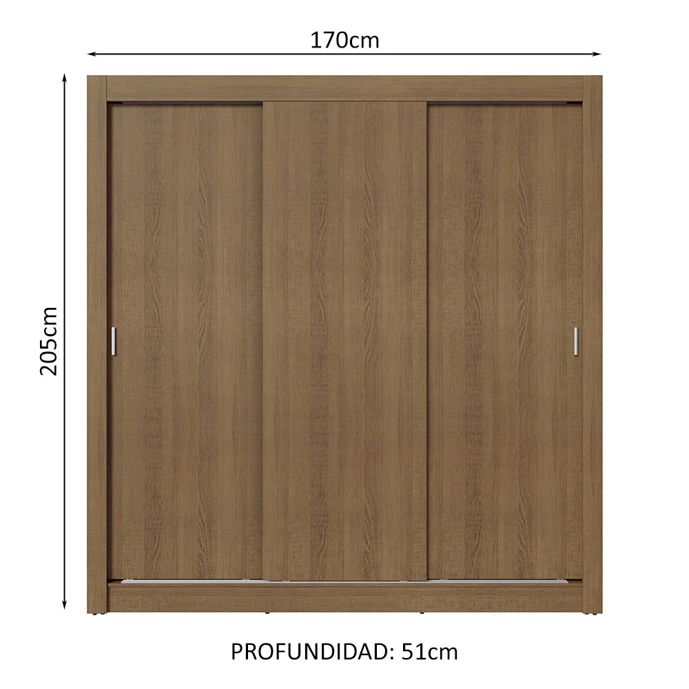 Placard Matrimonial 3 Puertas Corredizas Marrón Nobre - Image 2
