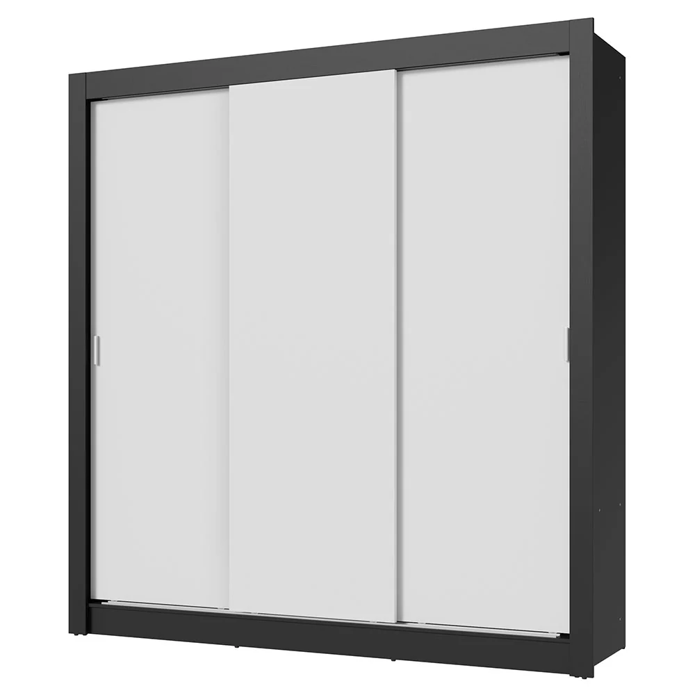 Placard Matrimonial 3 Puertas Corredizas Negro/Blanco Nobre - Image 3