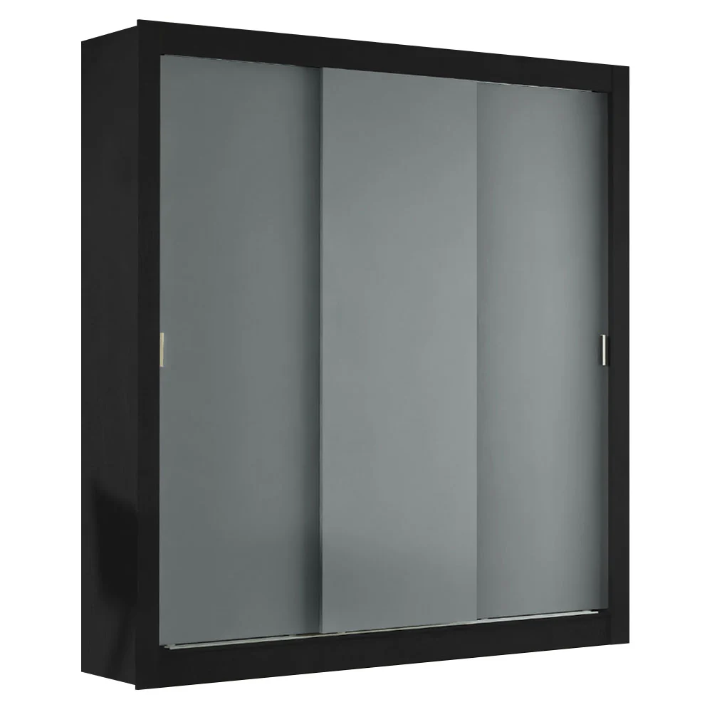 Placard Matrimonial 3 Puertas Corredizas Negro/Gris Monaco - Image 3