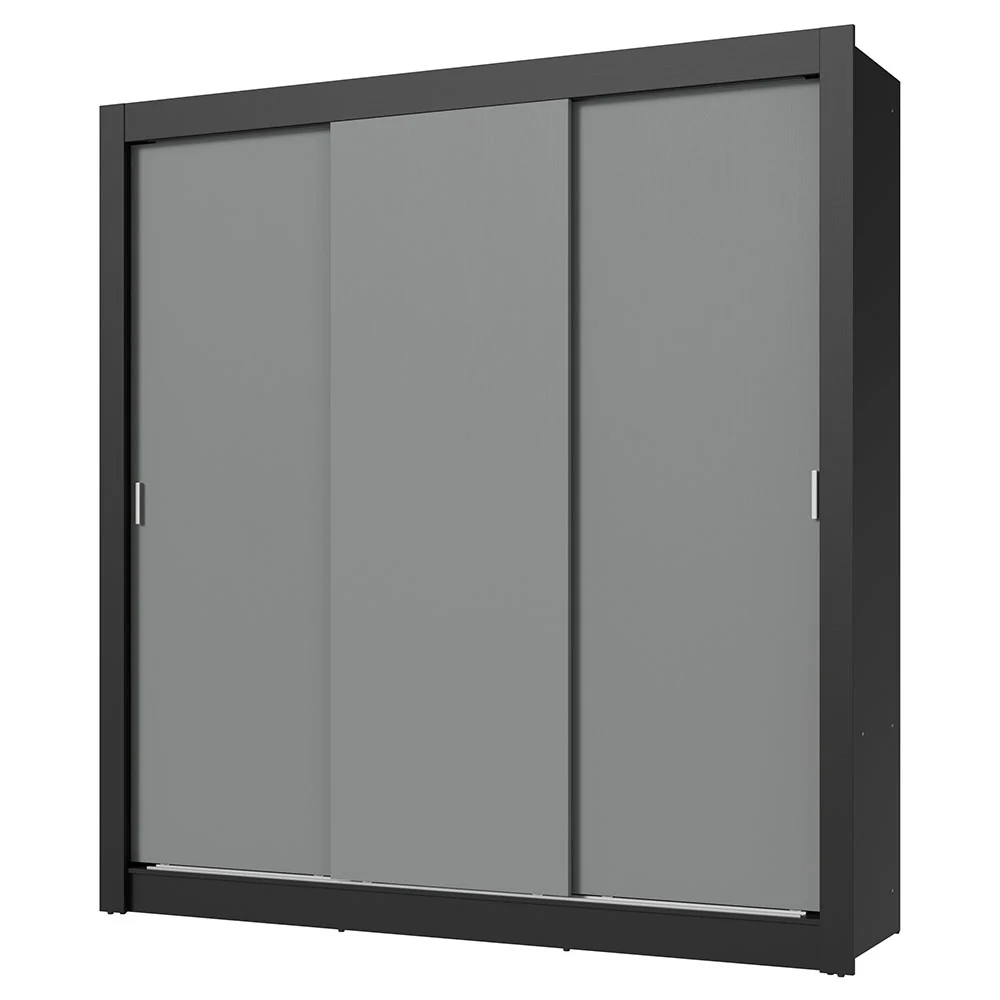 Placard Matrimonial 3 Puertas Corredizas Negro/Gris Nobre - Image 3