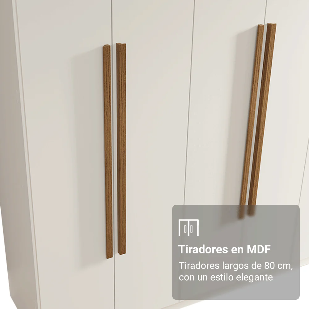 Placard Matrimonial 6 Puertas Batientes Venus Blanco/Blanco/Marrón - Image 6