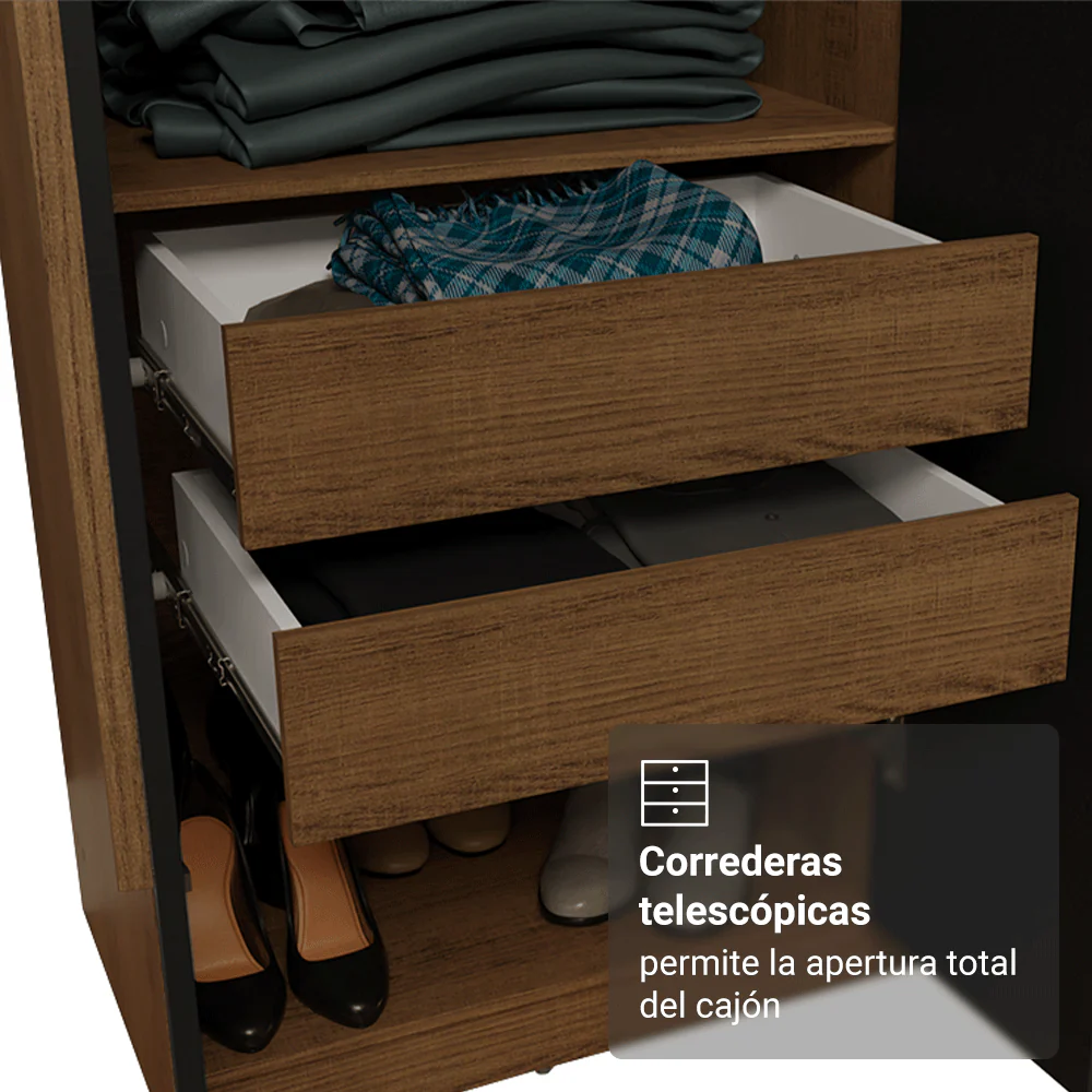 Placard Matrimonial 6 Puertas Batientes Venus Marrón/Negro/Marrón - Image 5