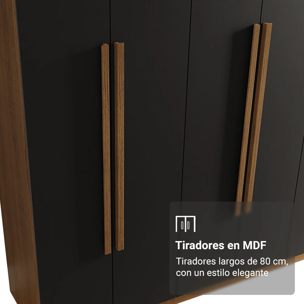 Placard Matrimonial 8 Puertas Batientes Venus Marrón/Negro/Marrón - Image 6
